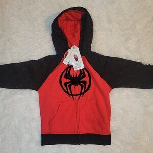 NWT Licensed boys Red Black Spiderman Sweatshirt XS 4/5  Hoodie